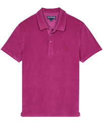 Solid Polohemd aus Jacquard für Herren Purpurrot Vorderansicht