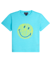 Boys Cotton T-shirt Turtles Smiley - Vilebrequin x Smiley® Lazuli blue front view