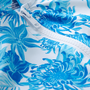 T-shirt anti UV manches longues à fermeture éclair enfant Tahiti Flowers Blanc vue de détail 1