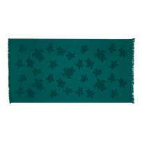 Toalla de playa en algodón orgánico Turtles Jacquard Linden vista frontal