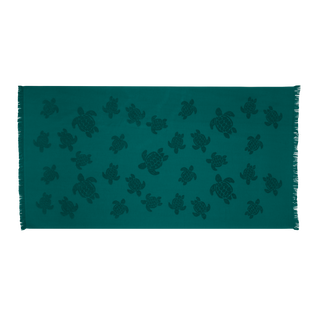 Toalla de playa en algodón orgánico Turtles Jacquard Linden vista frontal