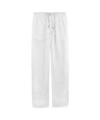 Men Linen Pants Solid White front view