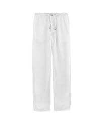 Men Linen Pants Solid Bianco vista frontale