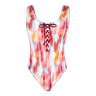 女士 Ikat Flowers 系带连体泳衣 Multicolor 正面图