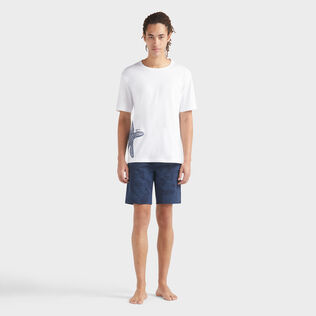 Camiseta de algodón orgánico con estampado Starlettes para hombre Blanco vista frontal desgastada