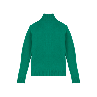Men Wool and Cashmere Full Zip Sweater Turtle Chlorophyll back view