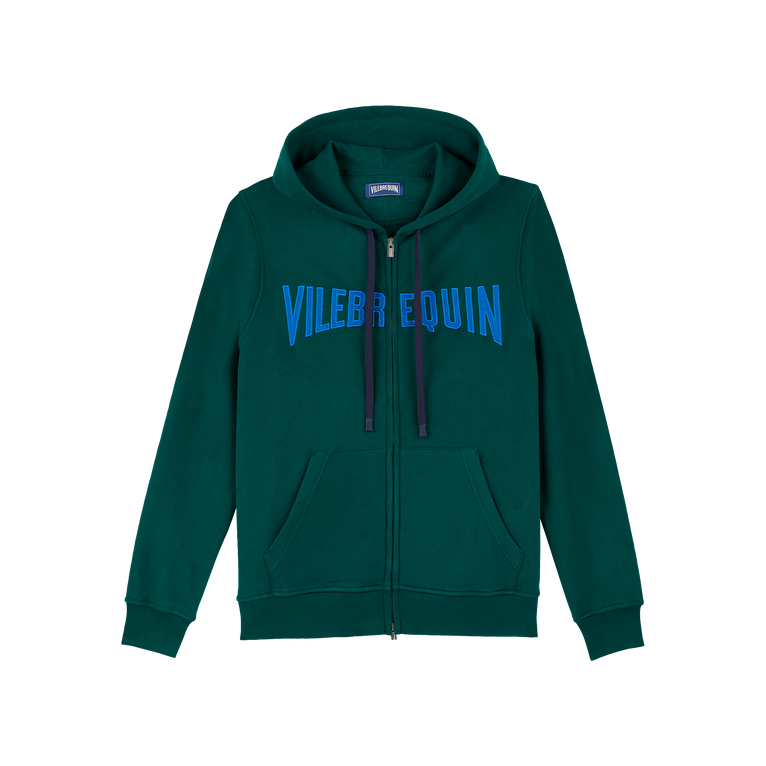 Vilebrequin Men Cotton Full Zip Hoodie Sweatshirt Stitched Logo - Martin-z - Green - Size XL
