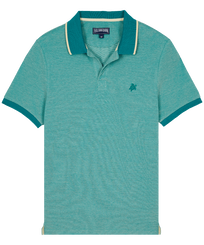 Men Cotton Changing Color Pique Polo Shirt Emerald front view