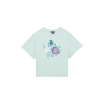 T-shirt en coton organique fille Turtle fish logo en relief Pacific vue de face