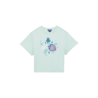 T-shirt en coton organique fille Turtle fish logo en relief Pacific vue de face