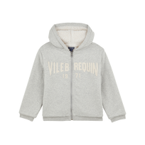 Kapuzenjacke mit gesticktem Logo für Kinder Graumeliert Vorderansicht