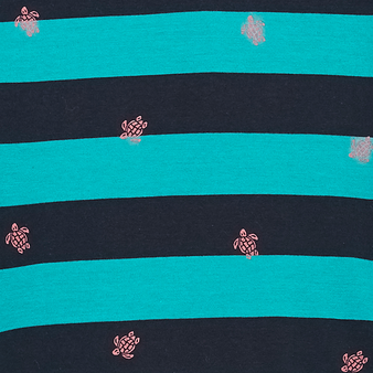 T-shirt bambino girocollo in cotone Navy Stripes Tropezian green stampe