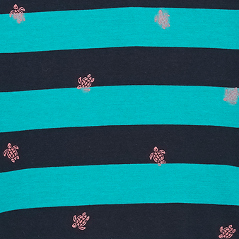 T-shirt garçon col rond coton Navy Striped Vert tropezien imprimé