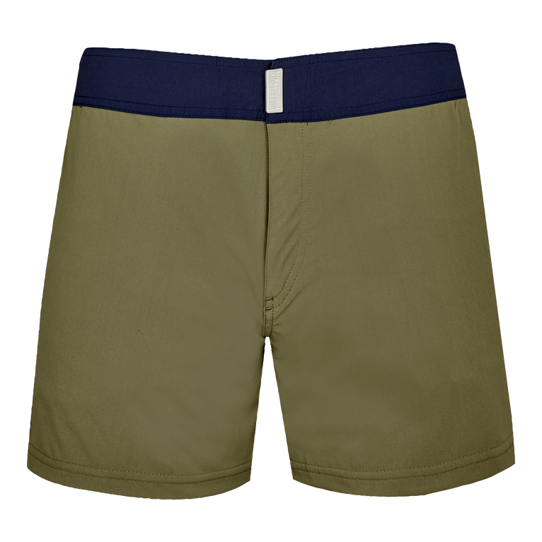 Men Stretch Swim Shorts Flat Belt Color Block - Merle - Green