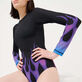 Women Rashguard Long-Sleeves One-piece Swimsuit Hot Rod 360° - Vilebrequin x Sylvie Fleury Black details view 3