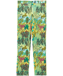 Pantaloni uomo in lino stampati Jungle Rousseau Zenzero vista frontale