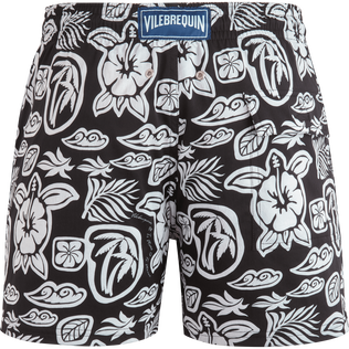 Maillot de bain court stretch homme Tahiti Turtles Noir vue de dos