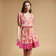 Women Short Dress Iris Lace- Vilebrequin x Poupette St Barth Shocking pink vista frontal desgastada