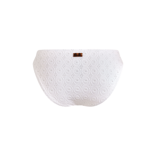 Broderie Anglaise Midi-Bikinihose für Damen Weiss Rückansicht