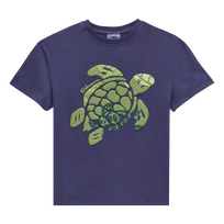 Camiseta de algodón con estampado Ronde des Tortues Camo para niño Azul marino vista frontal