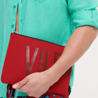 Zipped Beach Pouch Solid Peppers front worn view