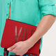 Zipped Beach Pouch Solid Peppers front worn view
