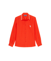 男士 VBQ 花纹亚麻衬衫 Poppy red 正面图