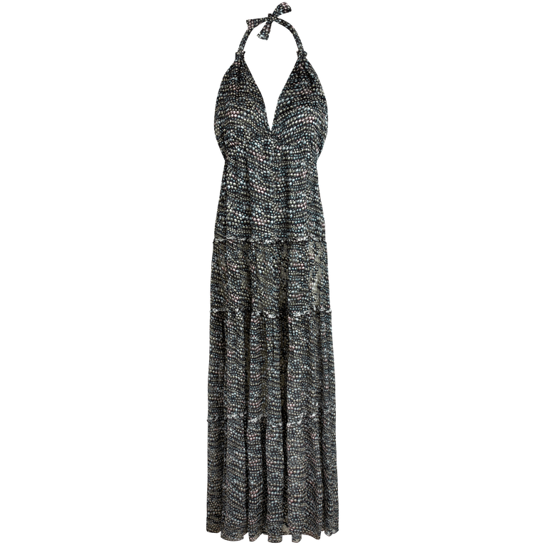 Vilebrequin Women Silk And Viscose Long Backless Dress Pearl - Luna - Black - Size XS