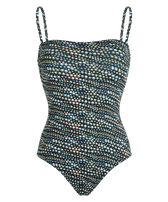 Bañador de una sola pieza Bustier con estampado Pearl para mujer Negro vista frontal
