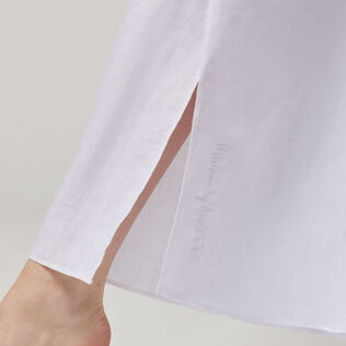 Pantalón de lino blanco para mujer - Vilebrequin x Angelo Tarlazzi Blanco detalles vista 2