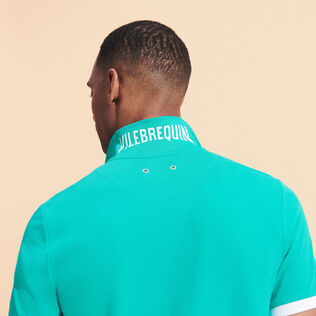 Men Cotton Pique Polo Shirt Solid Tropezian green 细节视图1