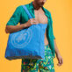 Bolso tote unisex de lino con estampado Turtle Earthenware vista frontal desgastada