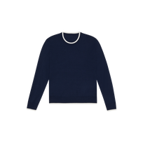Men Merino Wool Cashmere Silk Crewneck Sweater Navy front view