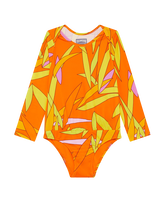 Girls One-piece Swimsuit Rashguard Madrague Apricot front view