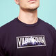 T-shirt à manches longues en coton homme patch Vilebrequin montagne brodé Bleu marine vue de détail 1