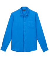 Men Linen Shirt Solid Earthenware front view