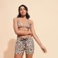 Women Swim ShortsTurtles Leopard Straw front worn view