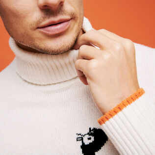 Dolcevita uomo in lana jacquard Off white dettagli vista 1