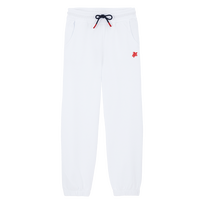 Boys Cotton Jogger Pants Solid White front view