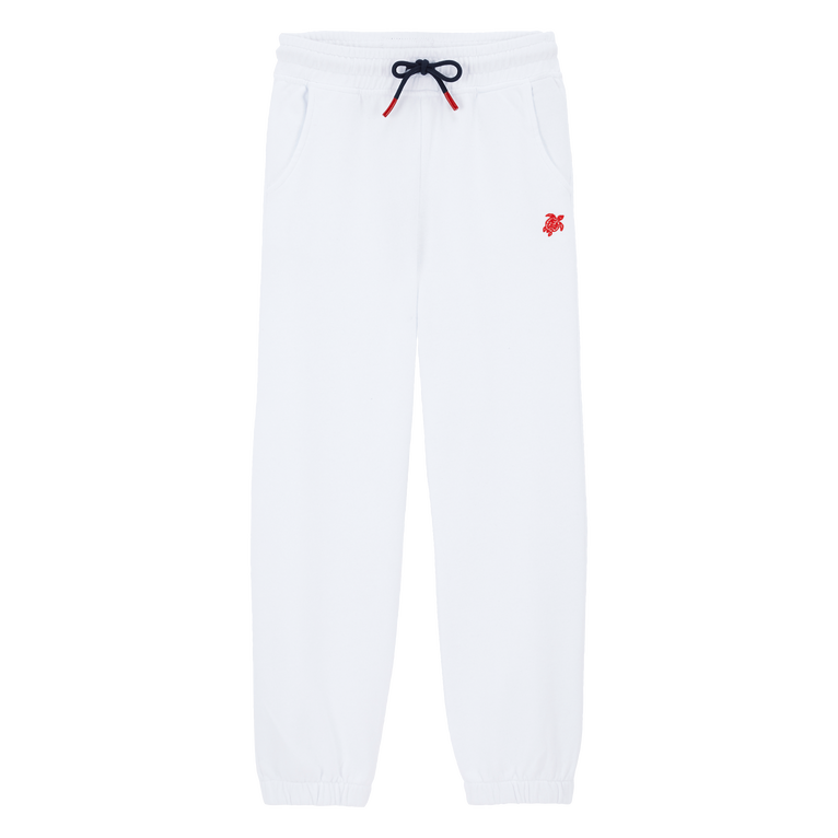 Pantalon Jogging En Coton Garçon Tortue Brodée - Gaetan - Blanc