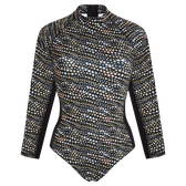 Camiseta de baño con protección UV de una sola pieza con estampado Pearl para mujer Negro vista frontal