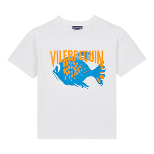 T-shirt bambino in cotone VBQ Fish Bianco vista frontale