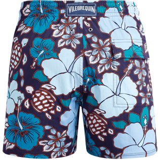 Bañador elástico con estampado Tropical Turtles para hombre Midnight vista trasera