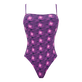 Women Bustier One-piece Swimsuit Hypno Shell Navy front view