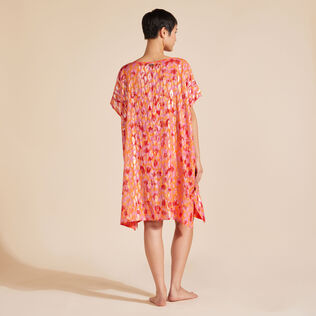 Women Square Silk Cover-up New Leopard Apricot back worn view
