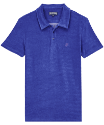 Men Terry Polo Solid Purple blue front view