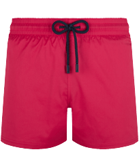 Men Swim Trunks Short and Fitted Stretch Solid Burgundy front view