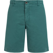 Men Tencel Cotton Bermuda Shorts Solid Emerald Vorderansicht