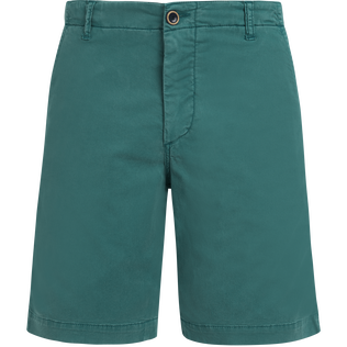 Men Tencel Cotton Bermuda Shorts Solid Emerald front view