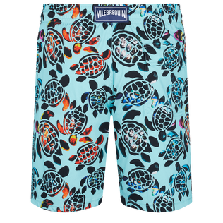 Lange Screen Turtles Stretch-Badeshorts für Herren Lagune Rückansicht